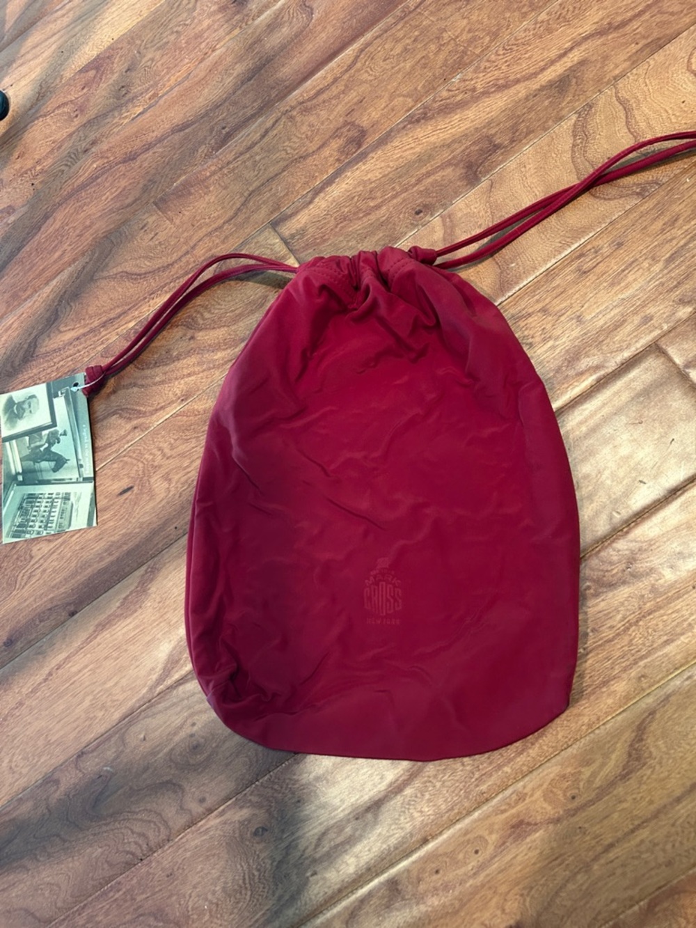 NEW Mark Cross Red Logo Embossed Drawstring Dust Bag/ Travel Bag